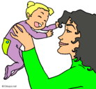 Dibujo Madre con su bebe pintado por aman95