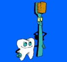 Dibujo Muela y cepillo de dientes pintado por valeee