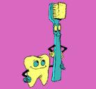 Dibujo Muela y cepillo de dientes pintado por kshybwgkihdf