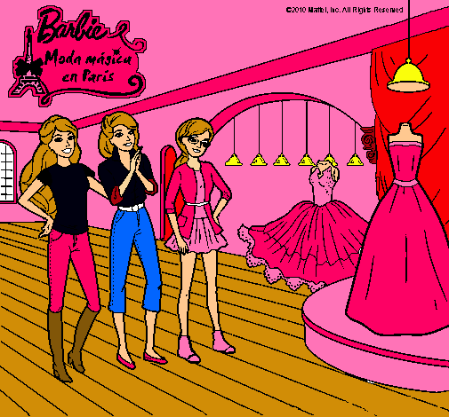 Barbie mirando vestidos