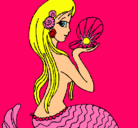 Dibujo Sirena y perla pintado por evita