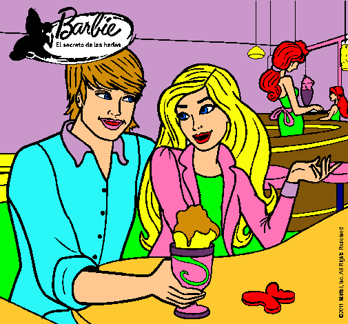 Dibujo Barbie y su amigo en la heladería pintado por CELIA6
