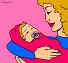 Dibujo Madre con su bebe II pintado por fernada