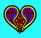 Dibujo Corazón de flores pintado por KRISHNA
