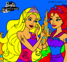 Dibujo Barbie se despiede de la reina sirena pintado por rouse