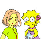 Dibujo Sakura y Lisa pintado por Claudinsky