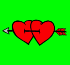 Dibujo Dos corazones con una flecha pintado por pecoso 