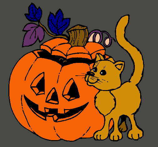 Calabaza y gato