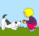 Dibujo Niña y perro jugando pintado por marce_