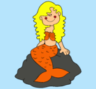 Dibujo Sirena sentada en una roca pintado por ZARAY