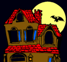 Dibujo Casa del misterio pintado por terror