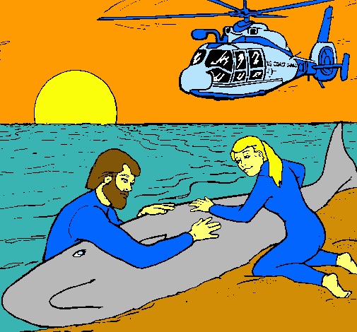 Dibujo Rescate ballena pintado por Claudinsky