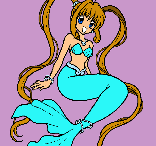 Dibujo Sirena con perlas pintado por mery_chicl