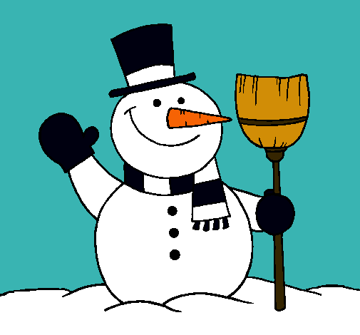 Dibujo muñeco de nieve con escoba pintado por lkaritoO
