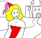 Dibujo Princesa y castillo pintado por eveline