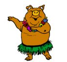Dibujo Cerdo hawaiano pintado por edwin