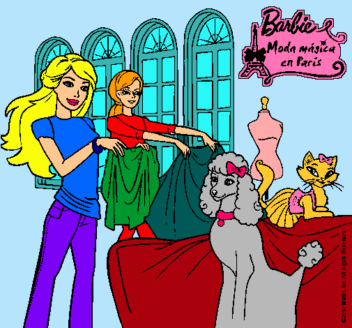 Barbie y su amiga mirando ropa