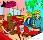 Dibujo Barbie y sus amigos en la heladería pintado por jasmin8
