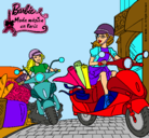 Dibujo Barbie y su amiga en moto pintado por paquii