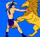 Dibujo Gladiador contra león pintado por abraha