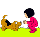 Dibujo Niña y perro jugando pintado por marlyntc