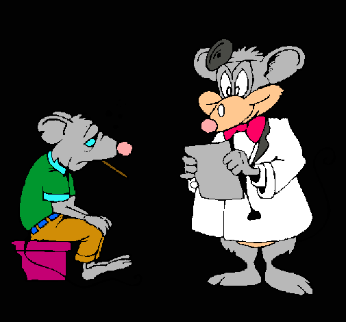 Doctor y paciente ratón