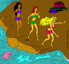 Dibujo Barbie y sus amigas en la playa pintado por ylenia