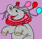 Dibujo Elefante con 3 globos pintado por culin