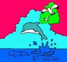 Dibujo Delfín y gaviota pintado por hdehdwhcbdcb