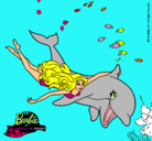 Dibujo Barbie y delfín pintado por Loren