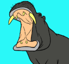 Dibujo Hipopótamo con la boca abierta pintado por luisito