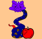 Dibujo Serpiente y manzana pintado por dario04