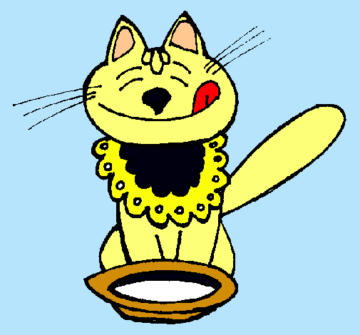 Dibujo Gato comiendo pintado por kathie