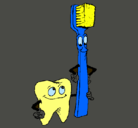 Dibujo Muela y cepillo de dientes pintado por TIMMY