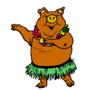 Dibujo Cerdo hawaiano pintado por edwin