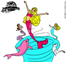 Dibujo Barbie sirena contenta pintado por hanon