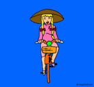Dibujo China en bicicleta pintado por miren