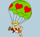 Dibujo Cupido en paracaídas pintado por paquito