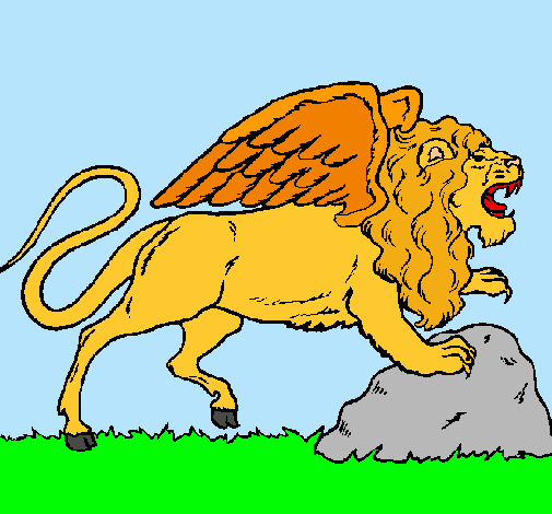 Dibujo León alado pintado por davidei