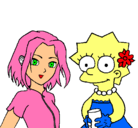 Dibujo Sakura y Lisa pintado por chantall