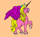 Dibujo Unicornio con alas pintado por  onicornio
