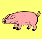 Dibujo Cerdo con pezuñas negras pintado por cerdo