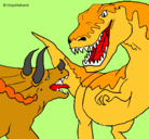 Dibujo Lucha de dinosaurios pintado por davidei