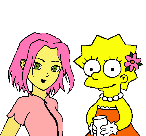 Dibujo Sakura y Lisa pintado por narutochib