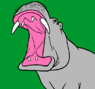 Dibujo Hipopótamo con la boca abierta pintado por lolololo
