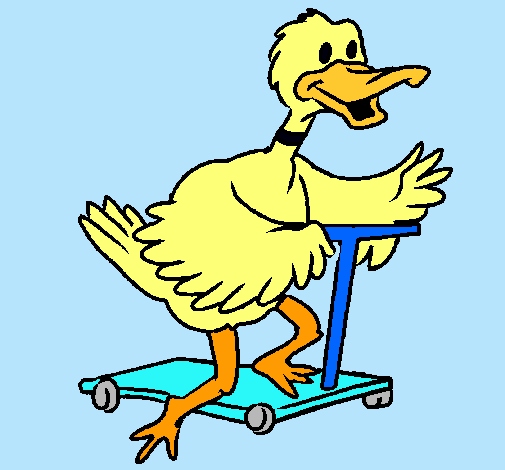 Pato en patinete