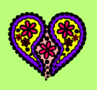 Dibujo Corazón de flores pintado por lunalunera