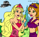 Dibujo Barbie se despiede de la reina sirena pintado por lenn