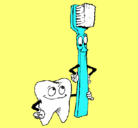 Dibujo Muela y cepillo de dientes pintado por adriunchi555