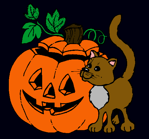 Calabaza y gato